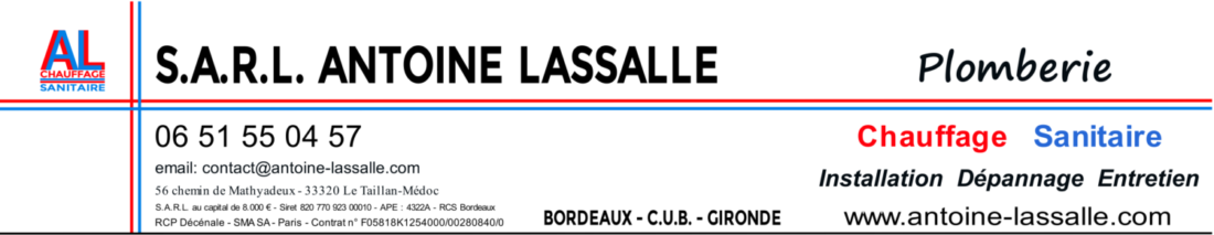 S.A.R.L. ANTOINE LASSALLE – Plomberie / Chauffage / Sanitaire / Climatisation